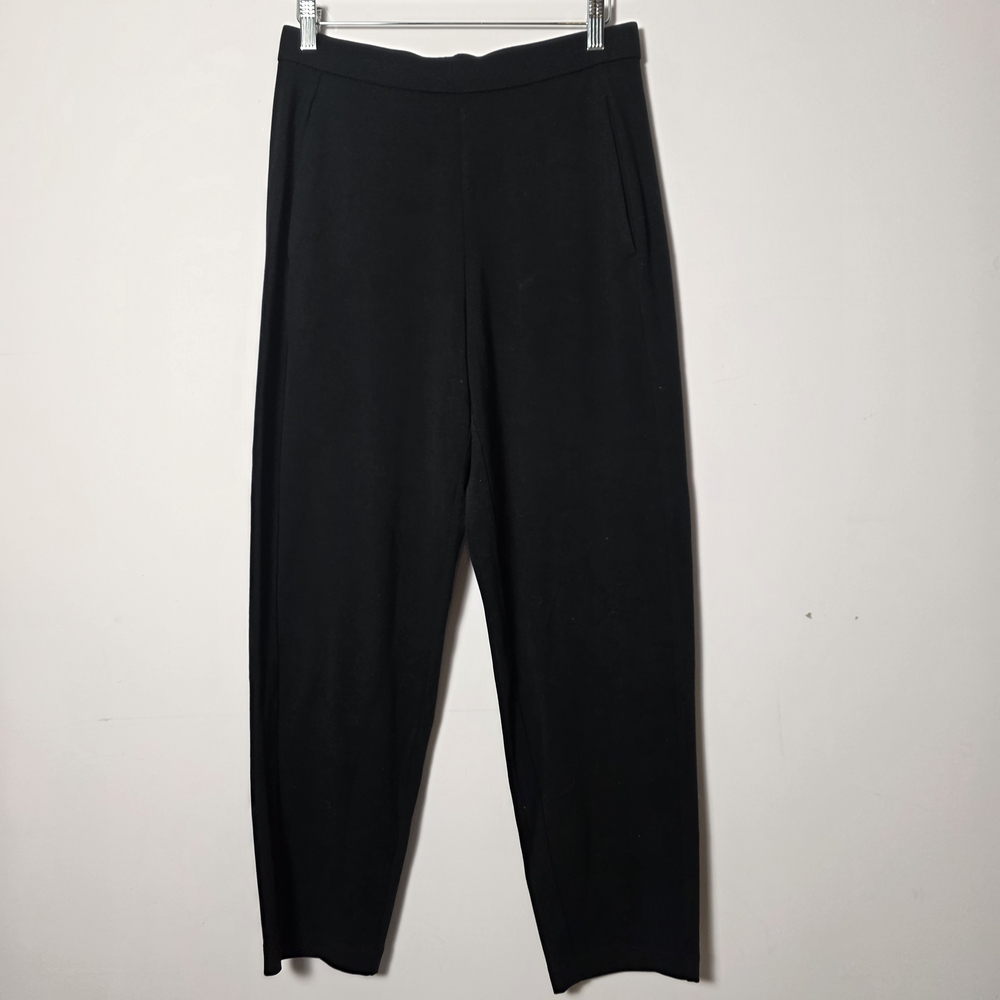 Eileen Fisher Black Jersey Knit Pull On Ankle Pants Tencel Size Small Petite